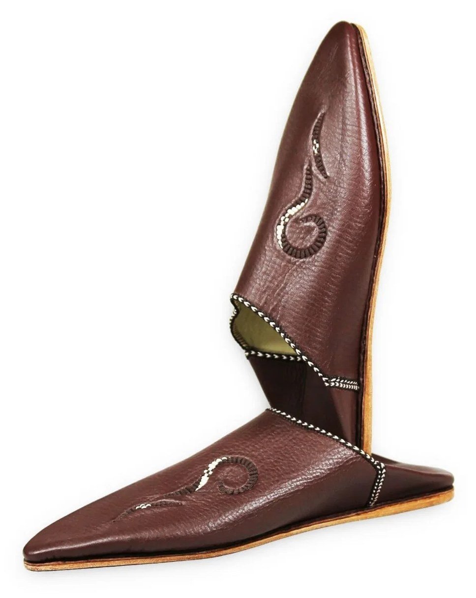 Babouche Khanjar homme en cuir brodé main